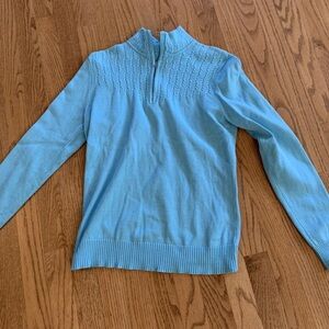 Women’s Izod 1/4 Zip Blue Sweater Size Medium Cute
